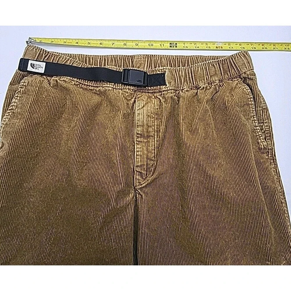 North Face Pants Cord Cordurory Size XL Brown Elastic Waist Pull-On Mens 36 x 29
